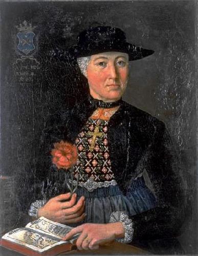 unknow artist Damenportrat Anna Maria Holzmann in Zuger Burgertracht oil painting picture